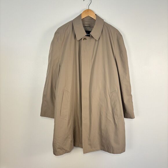 London Fog Men's Tan Trench Coat Jacket Removable Liner Size Large Regular - Picture 1 of 15